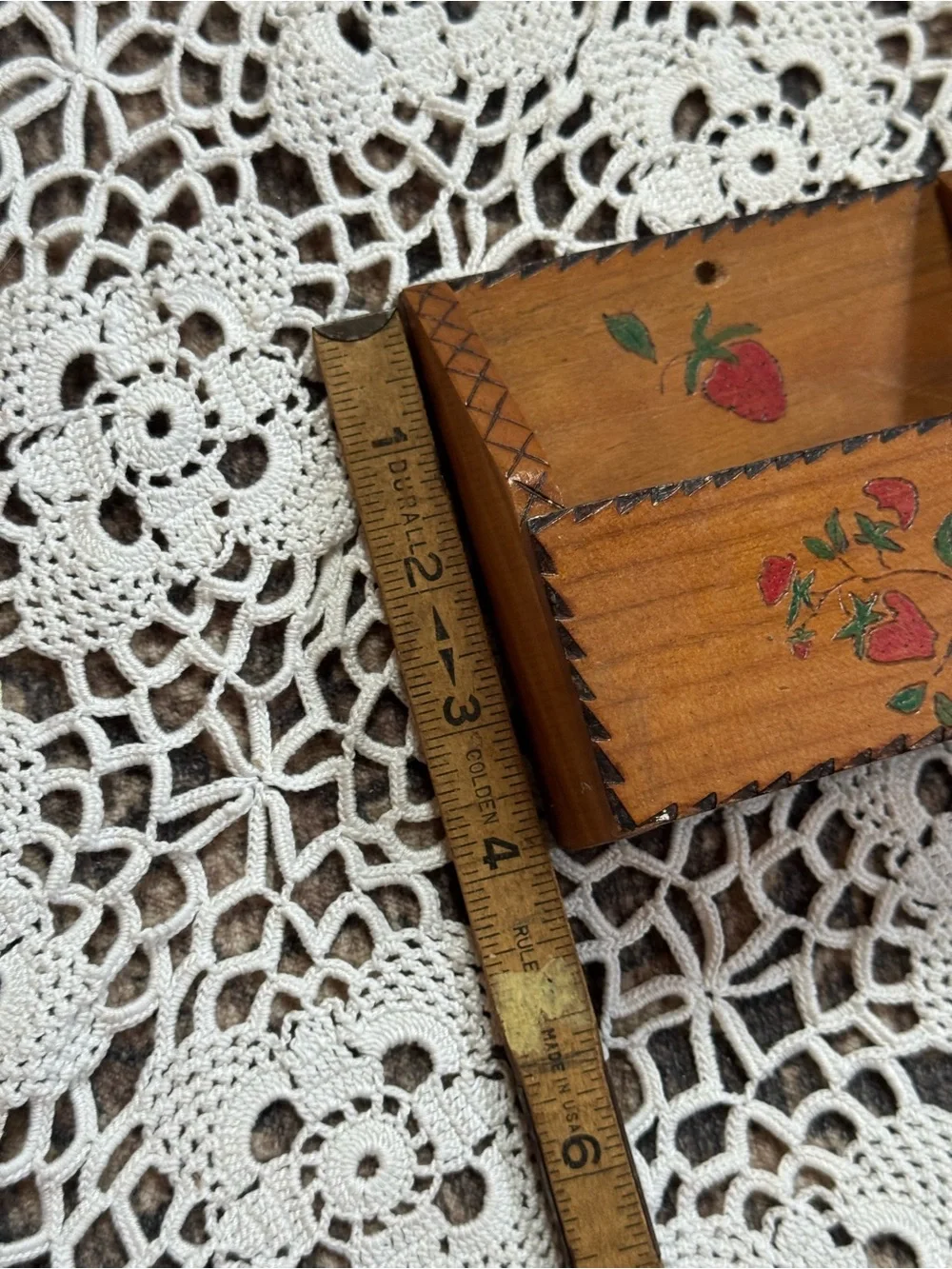 Vintage Hand-Painted Strawberry Wooden Wall Box